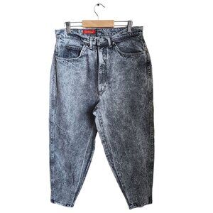 Vintage 1980s‎ Bonjour Acid Wash Jeans Black denim Baggy womens 30x25 Tapered